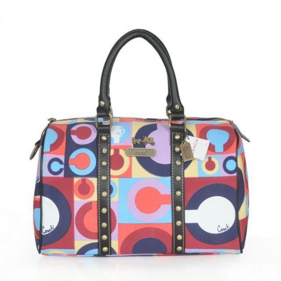 Coach Poppy Stud Medium Multicolor Luggage Bags ASZ - Click Image to Close